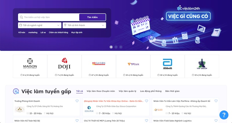 Thiết kế website tuyển dụng việc làm