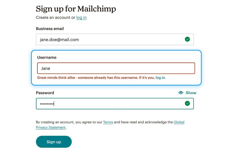 Website microcopy
