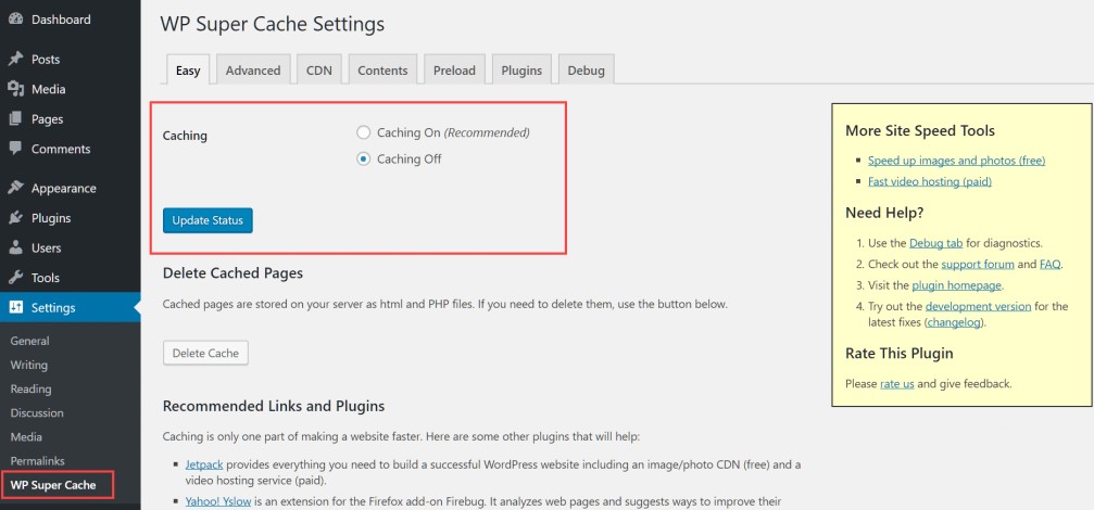 WP Cache plugin