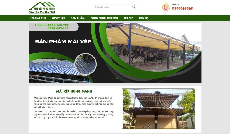 Xây dựng website mái hiên di động