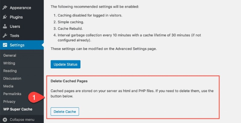 Xóa WP Super Cache